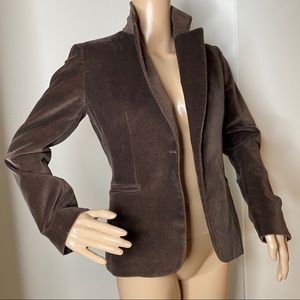Tahari Brown Cotton Velvet Blazer Tailored Jacket